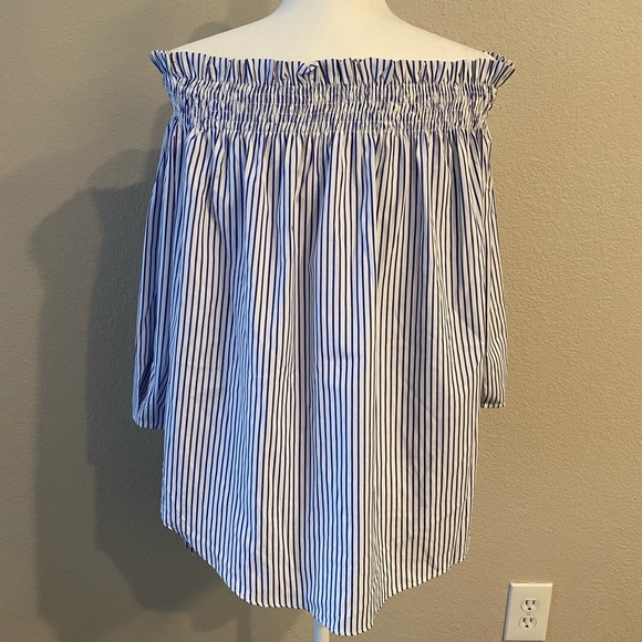 Off-shoulder High/Low Striped Top - Picture 3 of 4